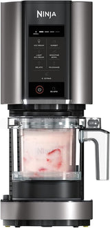 Ice Cream Maker 1.4L 7 Programs Makes Gelato Sorbet Smoothie Bowl Black Silver