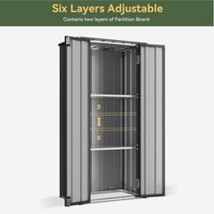 Vertical Garden Storage Shed 29.5 X 17.3 X 68.3 In Black Galvanized Steel