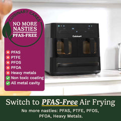 Tri Zone 13.6L Air Fryer Oven 3 Independent Cooking Zones PFAS-Free Black