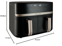 Dual Air Fryer 9L 2800W Dual Basket Touch Control Black