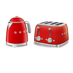 50'S Style Retro Range Breakfast Set 0.8L 1400W Mini Kettle And 4-Slice 2000W Toaster Black