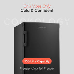 Tall Freestanding Freezer 142L Reversible Door 42dB Black
