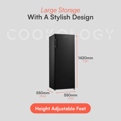 Tall Freestanding Freezer 142L Reversible Door 42dB Black