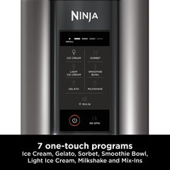 Ice Cream Maker 1.4L 7 Programs Makes Gelato Sorbet Smoothie Bowl Black Silver