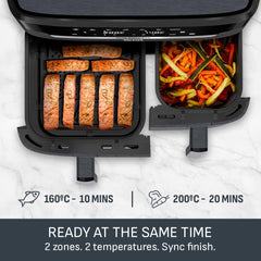 Dual Air Fryer 11L 8 In 1 2700W Touchscreen Java-Grey