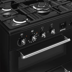 90cm Dual Fuel Range Cooker 61L Fan Convection Black