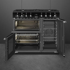 90cm Dual Fuel Range Cooker 61L Fan Convection Black