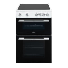 Freestanding Electric Cooker 68L Twin Cavity Ceramic Hob 4 Zones White