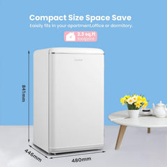 Under Counter Fridge 93L Retro Chiller Box Adjustable Thermostat White