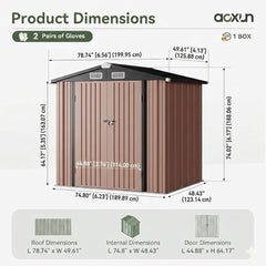 Metal Garden Storage Shed 6 X 4 Ft Brown Alloy Steel Lockable Doors