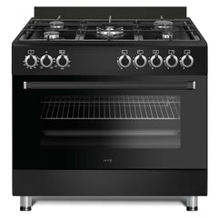 Electric Cooker 62L Oven 4 Hotplates Freestanding 60cm Matte Black