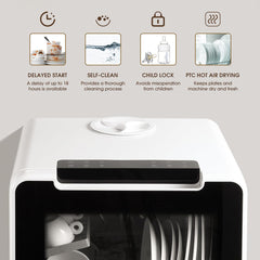 Table Top Dishwasher 5L Water Tank 8 Programs Child Lock White