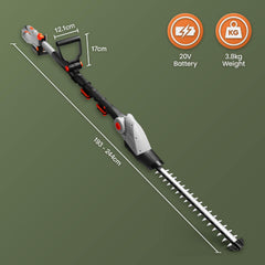 Cordless Pole Hedge Trimmer 193-244Cm 20V 2 Batteries Harness Grey