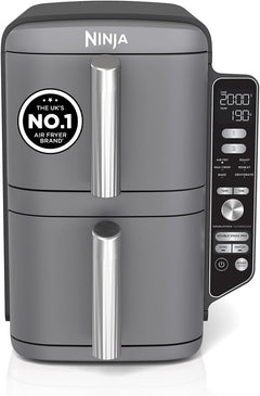 Double Stack XL Air Fryer 9.5L 2470W Vertical Dual Drawer Grey