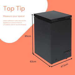 Chest Freezer 95L Slimline 47.5cm Manual Defrost Black