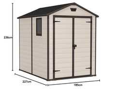 Outdoor Garden Storage Shed 6x8ft Double Doors Beige Brown