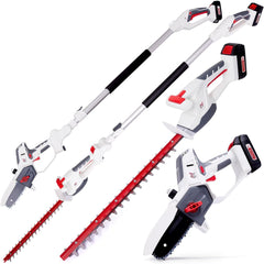 Cordless Hedge Trimmer & Chainsaw 4-In-1 20V Battery Powered Pole Saw White