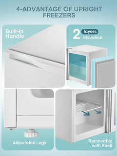 Table Top Mini Freezer 32L White Freestanding