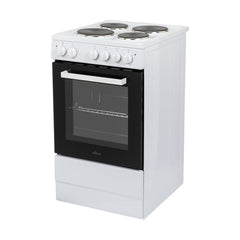 Freestanding Electric Cooker 62L 4 Solid Plate Hobs White