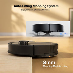 Robot Vacuum Cleaner with Mop 10,000 Pa Suction Dual Anti-Tangle Brushes Black