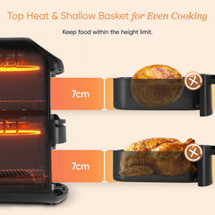 Freestanding Double Stack Airfryer 8.6L 2630W 6 Functions Black