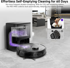 Robot Vacuum with Mop 7000Pa Suction Lidar Navigation Self-Empty Station Black