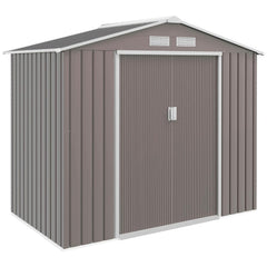 Metal Garden Shed 9 X 6 Ft Light Brown Steel Double Doors