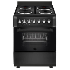 Electric Cooker 62L Oven 4 Hotplates Freestanding 60cm Matte Black
