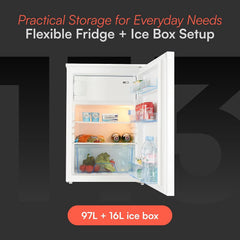 Freestanding Larder Fridge 113L 55cm With Ice Box White
