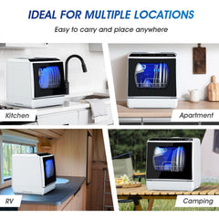 Mini Table Top Dishwasher 6 Programs Countertop Portable Dual Water Supply Baby Care Mode