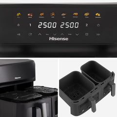 Air Fryer 11L Dual Zone 2700W Colour Touch Display 8 Functions Black