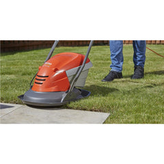 Hover Lawn Mower 25cm 1400W 15L Grass Box 4 Cutting Heights Orange Grey
