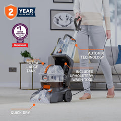 Carpet Cleaner 1200W 2.5L Extra Large Tank SpinScrub Brushes Grey