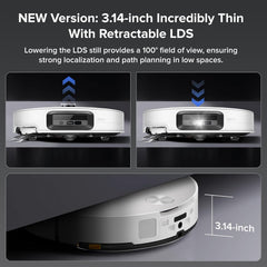 Robot Vacuum Cleaner 22,000 Pa 3.14-Inch Ultra Slim Zero-Tangling AI 3.0 Obstacle Avoidance White