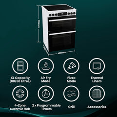 Freestanding Electric Cooker 130L 60cm White