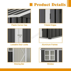 Garden Storage Shed 10 X 8 Ft Anthracite Metal Apex Roof