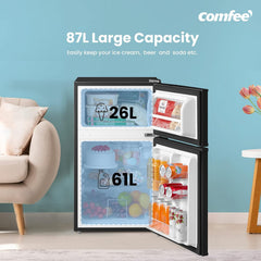 Under Counter Fridge Freezer 87L Double Door Reversible Door Black