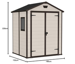 Garden Storage Shed 6 X 5 Ft Beige Resin Double Doors