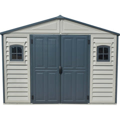 Plastic Garden Storage Shed 10.5 X 8 Ft Double Doors Lockable Dark Grey