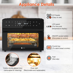 Air Fryer Oven 30L 1800W 20 Programs Rotisserie Black