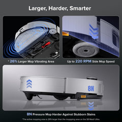 Robot Vacuum Cleaner 22,000 Pa 3.14-Inch Ultra Slim Zero-Tangling AI 3.0 Obstacle Avoidance White