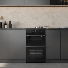 Electric Cooker 69L/43L Double Oven Air Fry Mode Ceramic Hob Black