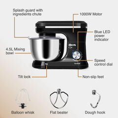 Stand Mixer 4.5L 1000W 8 Speeds With Pulse Function Black