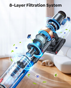 Cordless Stick Vacuum Cleaner 600W 50kPa Suction 65min Runtime Blue