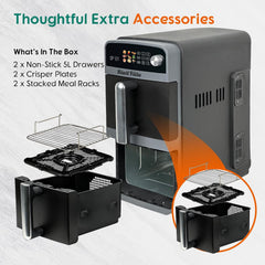Freestanding Double Stack Airfryer 10L 2400W 9 Functions Black