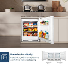 Integrated Under Counter Fridge 110L LED Light Reversible Door White
