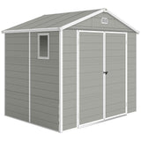 Plastic Garden Storage Shed 8 X 6 Ft Light Grey Aluminium Frame Lockable Door