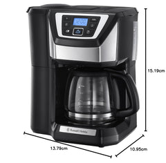 Bean To Cup Filter Coffee Machine 1025W 12 Cup Programmable Timer Stainless Steel