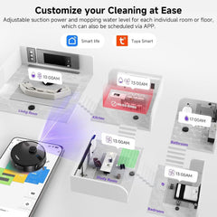 Robot Vacuum with Mop 7000Pa Suction Lidar Navigation Self-Empty Station Black