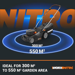 Cordless Lawn Mower 37cm Cutting Width 6 Height Settings 20-70mm 40V 4.0Ah Black